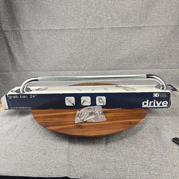 Drive Silver Chrome Knurled Steel Wall Grab Bar 24" L 12124-3 New Open Box - Picture 2 of 5